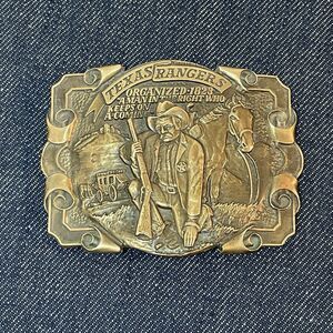Vintage 1970s TEXAS RANGERS Old West Lawman Solid Brass Belt Buckle by ADM